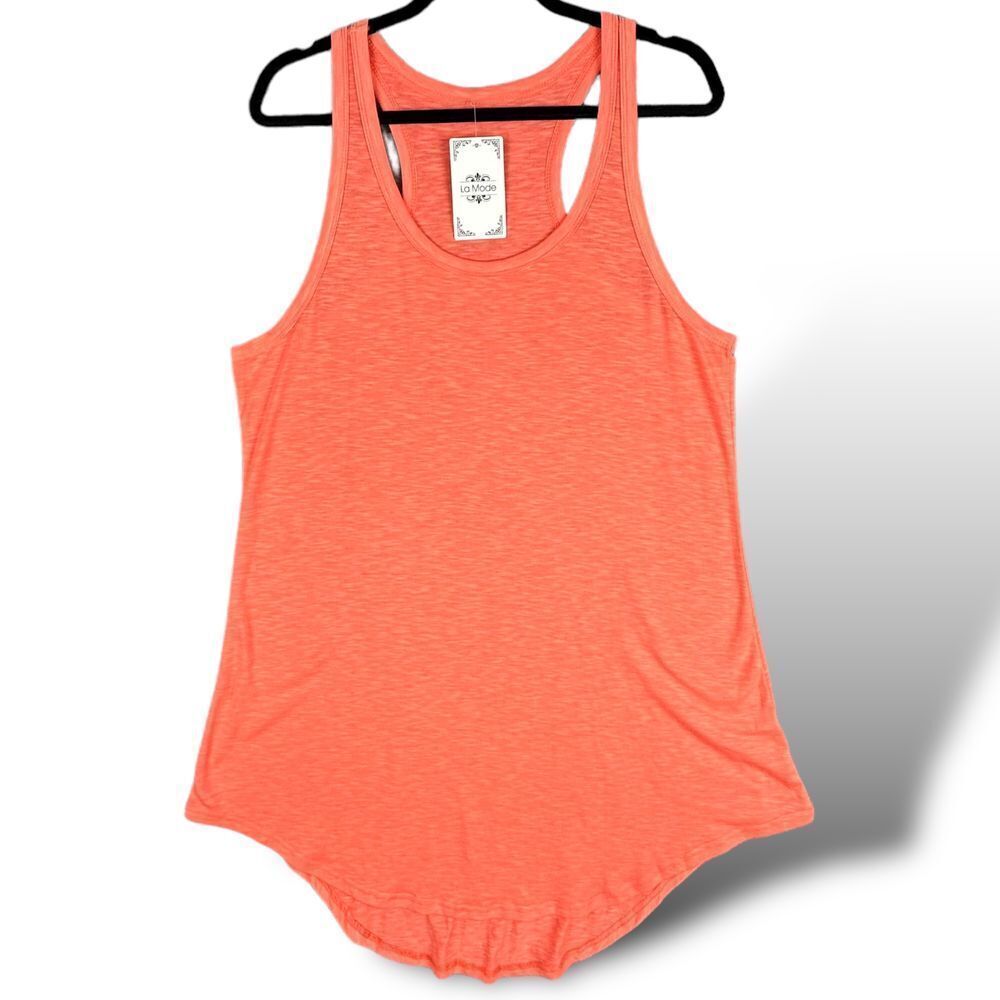 La Mode‎ NWT Women's Vibrant Coral Racerback Tank Dress Size XL Beach Cruise